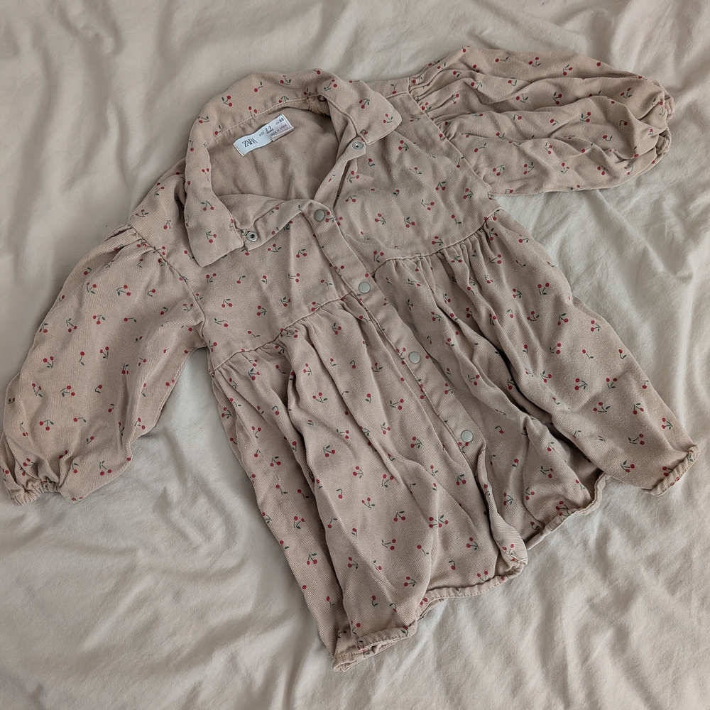 Zara Girls Cherry Button Up Dress (2-3years)